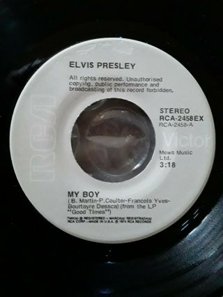 Elvis Presley Rare Gray Label My Boy/loving Arms 45 - Near 1974 Gla