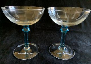 Pair Rare | Bombay Sapphire Martini Glasses Coupe Style Barware | Blue Stems