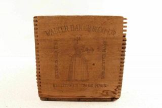 Antique Walter Baker Chocolate Gold Medal Advertising Dovetail Wood Box