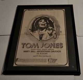 Tom Jones 1976 Ultra Rare Westchester Ny 1 Of 1 Huge Framed Concerts Poster / Ad
