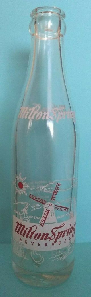 Rare,  Vintage Milton Spring Beverages Soda Bottle (clear,  8 Oz. )