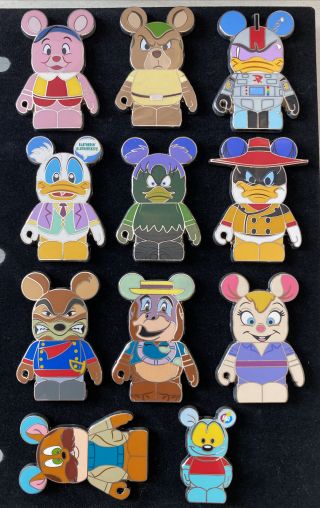 Disney Afternoon Vinylmation Pin Set Ducktales Rescue Rangers Zipper Chaser Rare