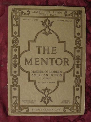 Rare The Mentor August 15 1919 Frances Hodgson Burnett Mary Roberts Rinehart