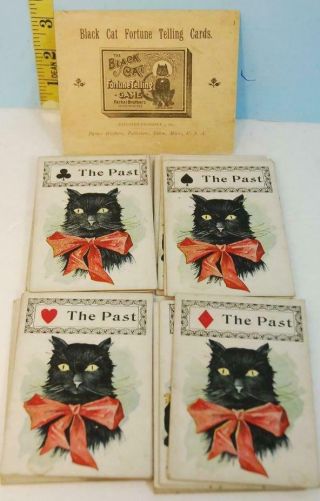 1893 The Black Cat Fortune Telling Game Cards Parker Bros.  - 2 Cards Beyond Rare