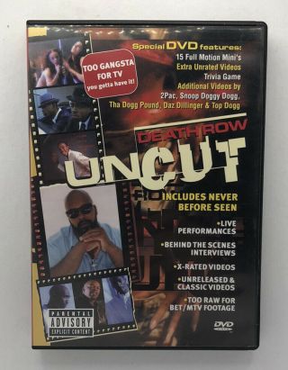 Death Row Uncut Dvd Rare Oop Hip Hop Rap Suge Knight
