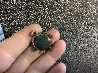 Antique Vintage Gold Filled Watch Fob Charm Drop Pendant With Bloodstone?