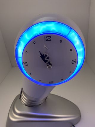 Vintage HPI Can You Imagine Plasm Blue Flourescent Light Bulb Clock Rare 2