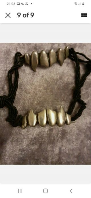 Alchemy Gothic Pewter Vampire Teeth Bracelet Rare