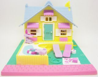 Polly Pocket Vintage Summer House Complete Set W Dolls Bluebird Toys