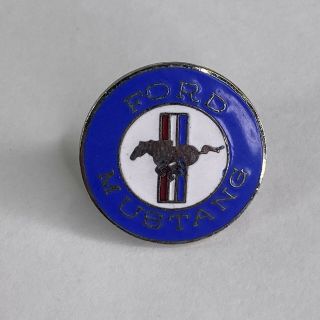 Vintage Ford Mustang Silver Red White And Blue Enameled 5/8 " Round Charm Rare