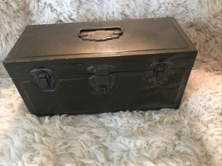 Vintage Rare Square Union Steel Chest Usa Utility Tackle Tool Box Green 14”