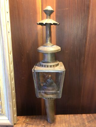 Antique Vintage Brass Buggy Lamp Oil Lantern Stagecoach,  Carriage Beveled Glass