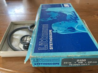 Vintage 1977 Littman 3M Stethoscope 2120 22” Gray w/ Box USA RARE 2