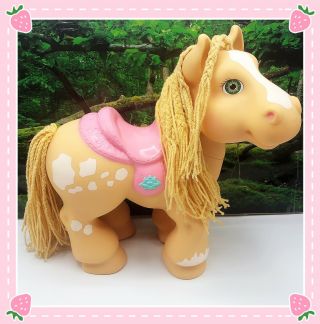 ❤️vintage Cabbage Patch Crimp And Curl Tan Blonde Horse Pink Saddle Green Eyes❤️