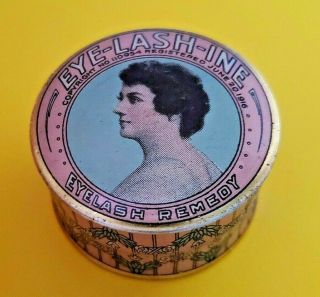 Antique 1916 • Eye - Lash - Ine Eyelash Remedy Tin• Chicago Usa Empty Medical Beauty