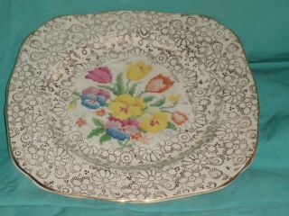 Replacement Rare Vintage H & K Tunstall Square Dessert Plate Made In England ^