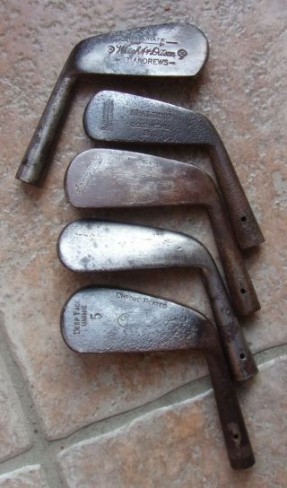5 Antique Vintage Golf Club Heads For Hickory Wood Shaft 1900 To 1930 St Andrews
