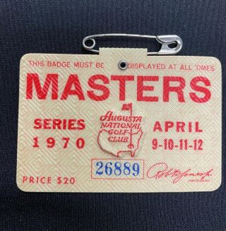 Rare 1970 Masters Badge Ticket Augusta National Golf Pga George Archer Win