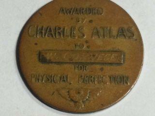 Antique Charles Atlas Physical Perfection Bronze Medal Award To: W.  Corvese 3