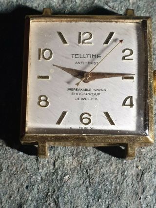 Gents Mens Vintage Telltime Watch Head Presented 1966 Spares Or Repairs