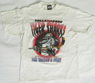 Vtg 1995 Rare Tallahassee Tiger Sharks Echl Minor League Hockey T - Shirt Sz Xl
