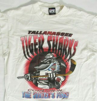 VTG 1995 Rare Tallahassee Tiger Sharks ECHL Minor League Hockey T - Shirt sz XL 3