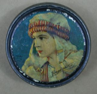 Rudolph Valentino 1920s Antique Beautebox Canco Tin With Henry Clive Artwork