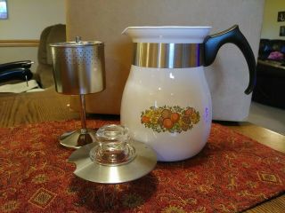 Vintage Rare Corning Ware P - 166 Stove Top 6 Cup Coffee Tea Pot Spice Of Life