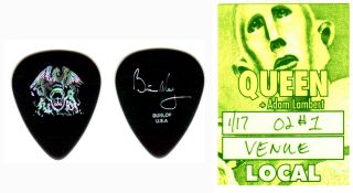 Guitar Pick - Queen - Brian May - Rare Real Tour Guitar Pick & Backstage Pass