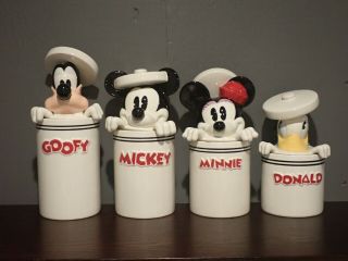 Rare Disney Mickey Mouse And Friends Peek - A - Boo 4 Canister Set