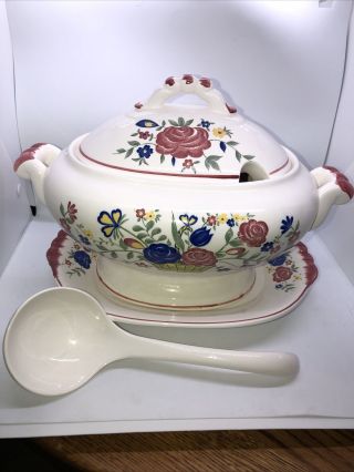 Rare Vintage Royal Sealy White Soup Tureen With Ladle & Lid