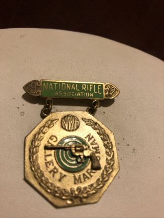 Rare Vintage Nra Gallery Marksman Pistol Enamel Medal