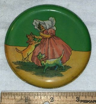 Antique Sunbonnet Girl Tin Litho Tea Set Toy Plate Pet Cats Early Unusual Old