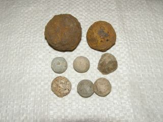 Rare Musket Bullets And Small Cannonballs.  Napoleonic War 1812