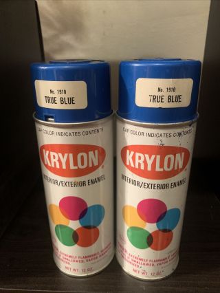 Vintage Spray Paint Krylon True Blue 2 Cans Rare Graffiti
