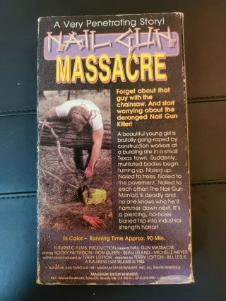 Nail Gun Massacre VHS 1985 Horror Magnum Video Rare HTF OOP Gore former rental 2