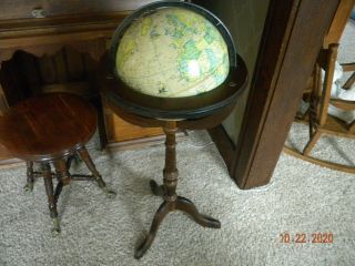 Antique Rand Mcnally Terrestrial Globe 12 Inch On Wood Stand