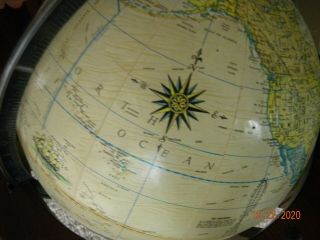ANTIQUE RAND MCNALLY TERRESTRIAL GLOBE 12 INCH ON WOOD STAND 3