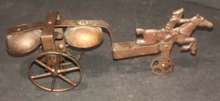 Rare Antique Paul Revere Horse & Rider 2 Bell Steel Pull Toy