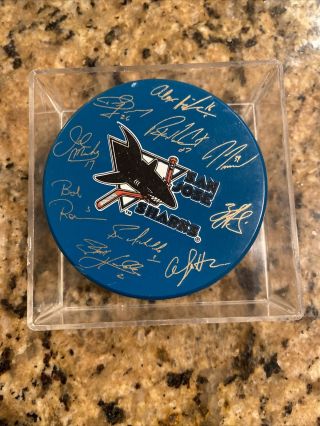 San Jose Sharks Vintage Old Style Nhl Hockey Puck Trench With Signatures Rare