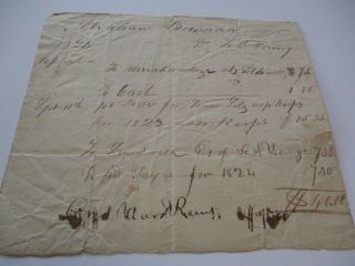 Antique 19th Century Jefferson Indiana Historic Autograph Signed Document 1824