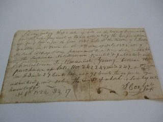 Antique 19th Century Jefferson Indiana Historic Autograph Signed Document 1822