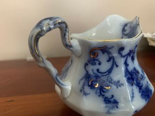 antique flow blue Ironstone creamer - Gainsborough Pattern - Ridgway 3