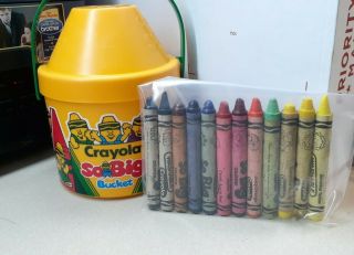Rare Vintage 1989 Crayola So Big Bucket With 12 So Big Washable Crayons -
