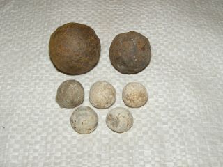 Rare Musket Bullets And Small Cannonball.  Napoleonic War 1812