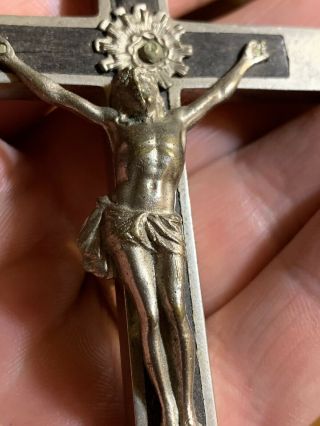 Large Antique 1930s 1940s Priest Or Nun’s Pectoral Crucifix Cross W/ Skull 3