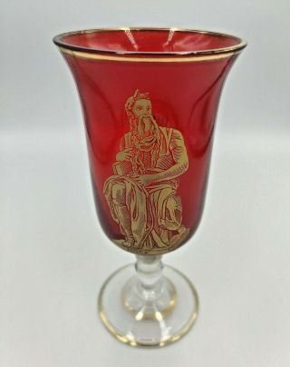 JUDAICA RARE VENETIAN HAND BLOWN MURANO LARGE GLASS JEWISH RUBY KIDUSH CUP 2