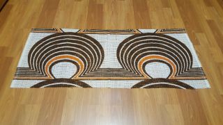 Awesome Rare Vintage Mid Century Retro 70s Brown Orange Large Op Art Fabric Wow