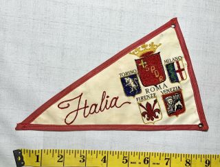 Rare Vintage 1960s Italia Fabric 2 - Sided Stitched Embroidered Pennant