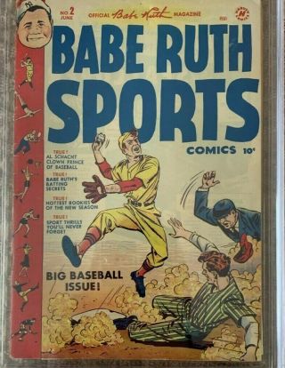 Rare 1949 Harvey Babe Ruth Sports Comics 2 CGC 7.  0 Bob Powell Art 3